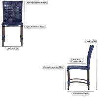 5 Cadeiras De Jantar Cannes De Alumínio Pintura Marrom Trama Azul