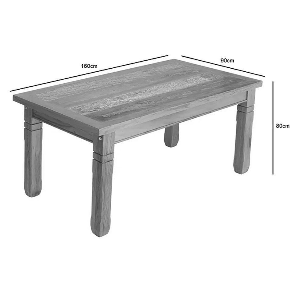 Mesa De Jantar 1,6 M Madeira Maciça Natural - 2