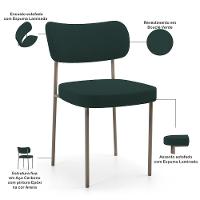 Kit 08 Cadeiras Estofadas Para Sala De Jantar Melina Base Arena L02 Bouclê Verde - Lyam Decor - 3