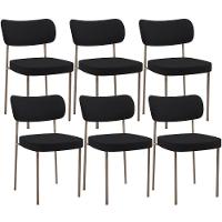 Kit 06 Cadeiras Estofadas Para Sala De Jantar Melina Base Arena L02 Suede Preto - Lyam Decor - 1