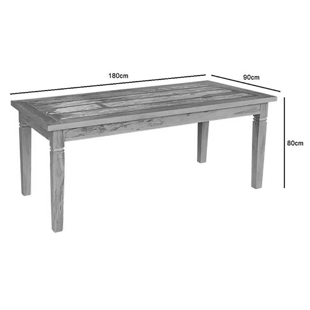 Mesa De Jantar 1,8 M Madeira Maciça Com Pátina - 2