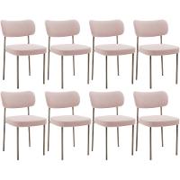 Kit 08 Cadeiras Estofadas Para Sala De Jantar Melina Base Arena L02 Bouclê Rosê - Lyam Decor - 1