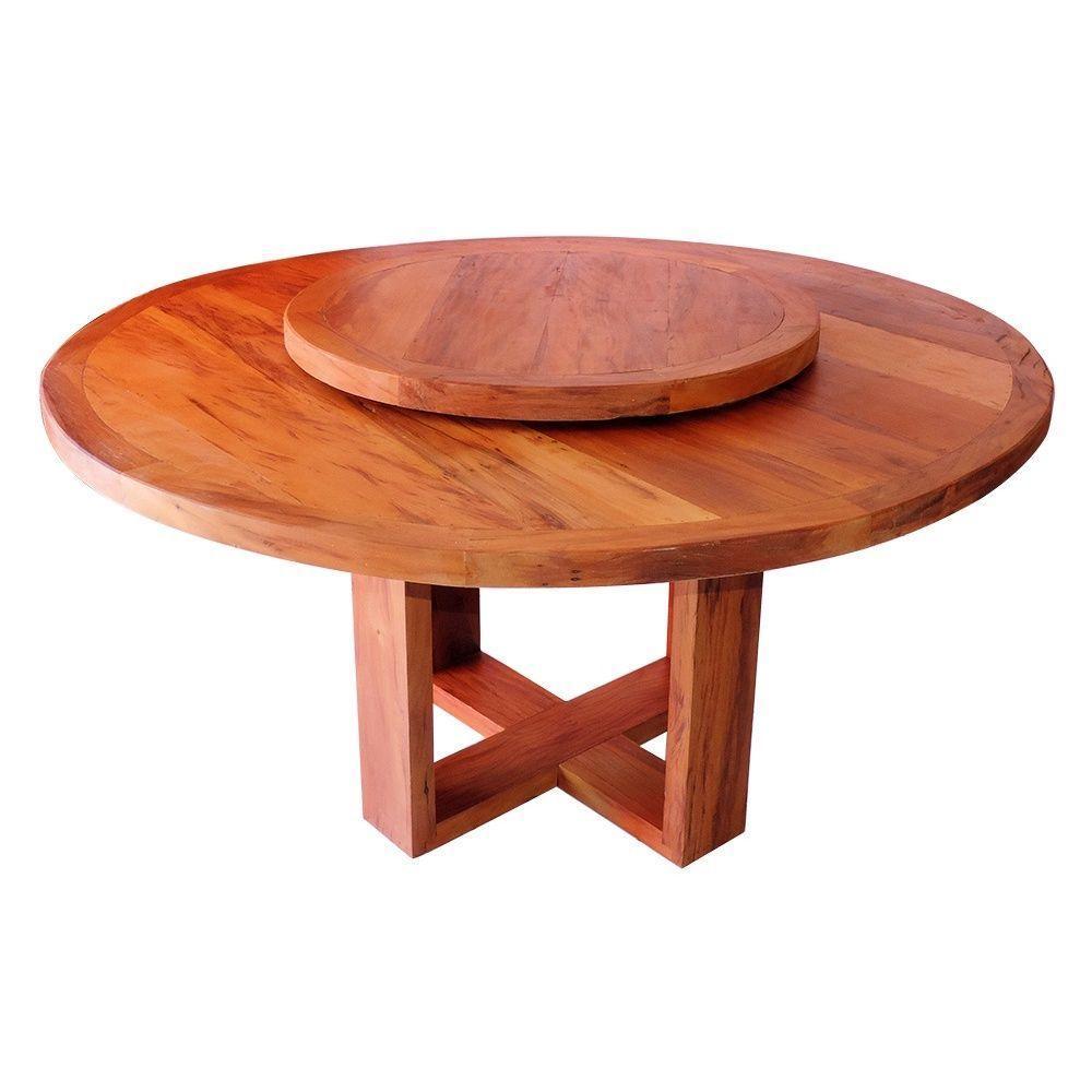Mesa De Jantar Redonda 1,6 M Madeira Maciça Natural - 1
