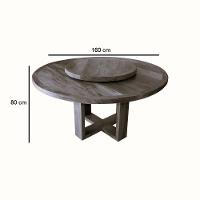 Mesa De Jantar Redonda 1,6 M Madeira Maciça Natural - 2