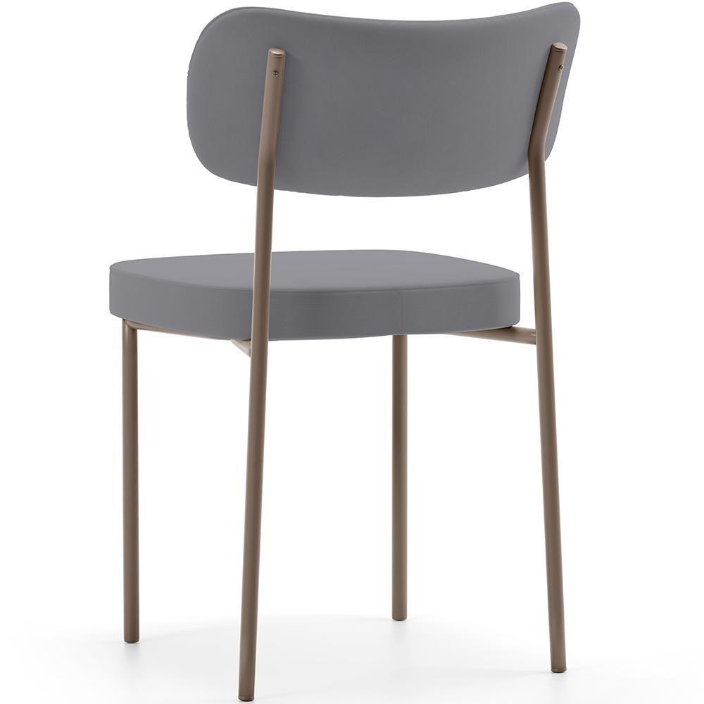 Kit 06 Cadeiras Estofadas Para Sala De Jantar Melina Base Arena L02 Suede Cinza - Lyam Decor - 4