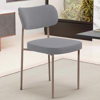 Kit 06 Cadeiras Estofadas Para Sala De Jantar Melina Base Arena L02 Suede Cinza - Lyam Decor - 6