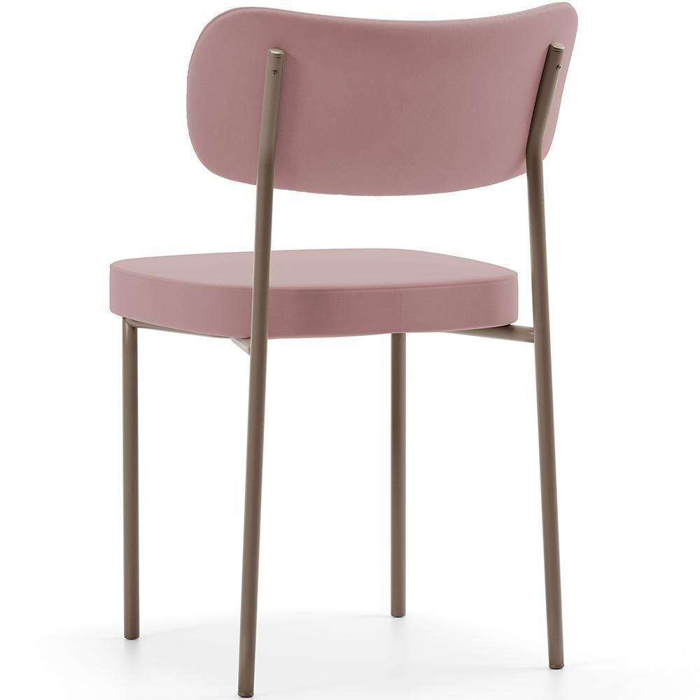 Kit 06 Cadeiras Estofadas Para Sala De Jantar Melina Base Arena L02 Suede Rosê - Lyam Decor - 4
