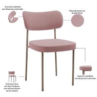 Kit 06 Cadeiras Estofadas Para Sala De Jantar Melina Base Arena L02 Suede Rosê - Lyam Decor - 7