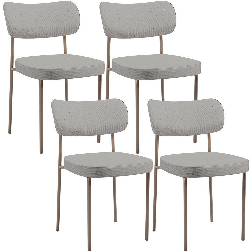 Kit 04 Cadeiras Decorativa Estofada Para Sala De Jantar Melina Base Arena L02 Linho Cinza - Lyam Decor - 1
