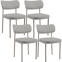 Kit 04 Cadeiras Decorativa Estofada Para Sala De Jantar Melina Base Arena L02 Linho Cinza - Lyam Decor - 1