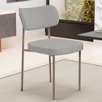 Kit 04 Cadeiras Decorativa Estofada Para Sala De Jantar Melina Base Arena L02 Linho Cinza - Lyam Decor - 4