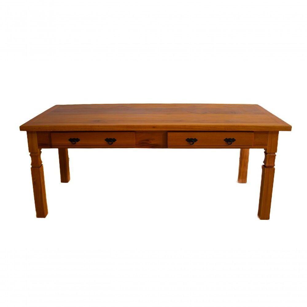 Mesa De Jantar 2 M Madeira Maciça Natural Com Gaveta - Drawer - 1