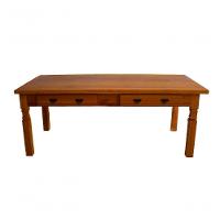 Mesa De Jantar 2 M Madeira Maciça Natural Com Gaveta - Drawer - 1