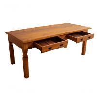 Mesa De Jantar 2 M Madeira Maciça Natural Com Gaveta - Drawer - 3