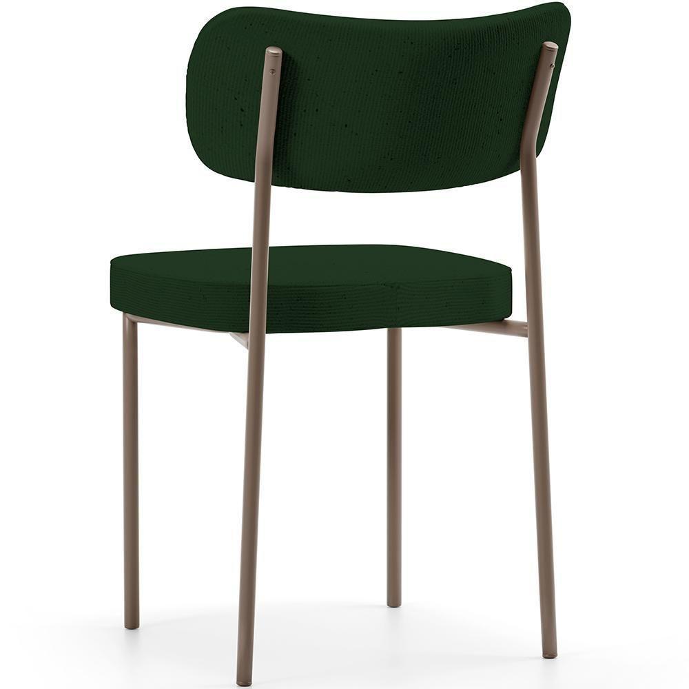 Kit 06 Cadeiras Estofadas Para Sala De Jantar Melina Base Arena L02 Suede Verde Musgo - Lyam Decor - 4