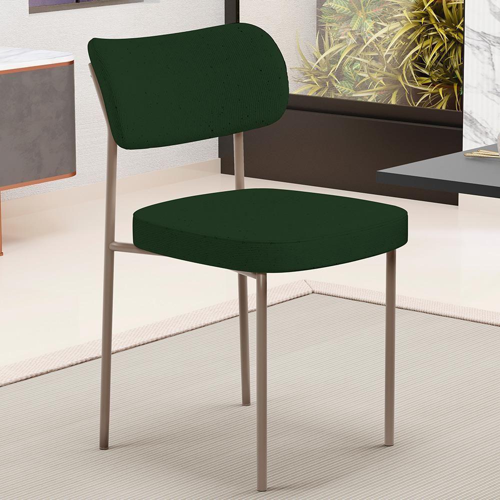 Kit 06 Cadeiras Estofadas Para Sala De Jantar Melina Base Arena L02 Suede Verde Musgo - Lyam Decor - 6