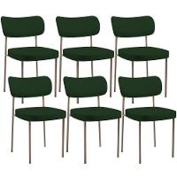 Kit 06 Cadeiras Estofadas Para Sala De Jantar Melina Base Arena L02 Suede Verde Musgo - Lyam Decor - 1