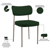 Kit 06 Cadeiras Estofadas Para Sala De Jantar Melina Base Arena L02 Suede Verde Musgo - Lyam Decor - 7