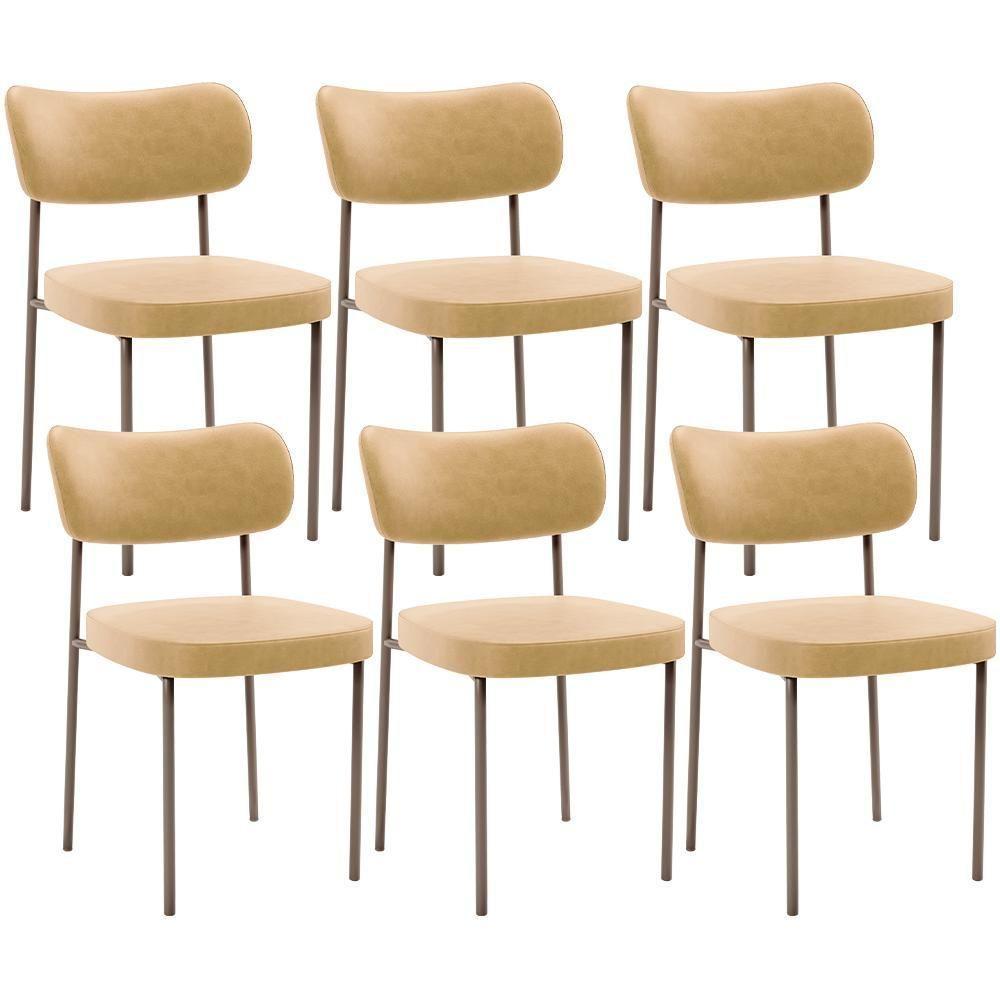 Kit 08 Cadeiras Estofadas Para Sala De Jantar Melina Base Arena L02 Couríssimo Fendi - Lyam Decor - 1