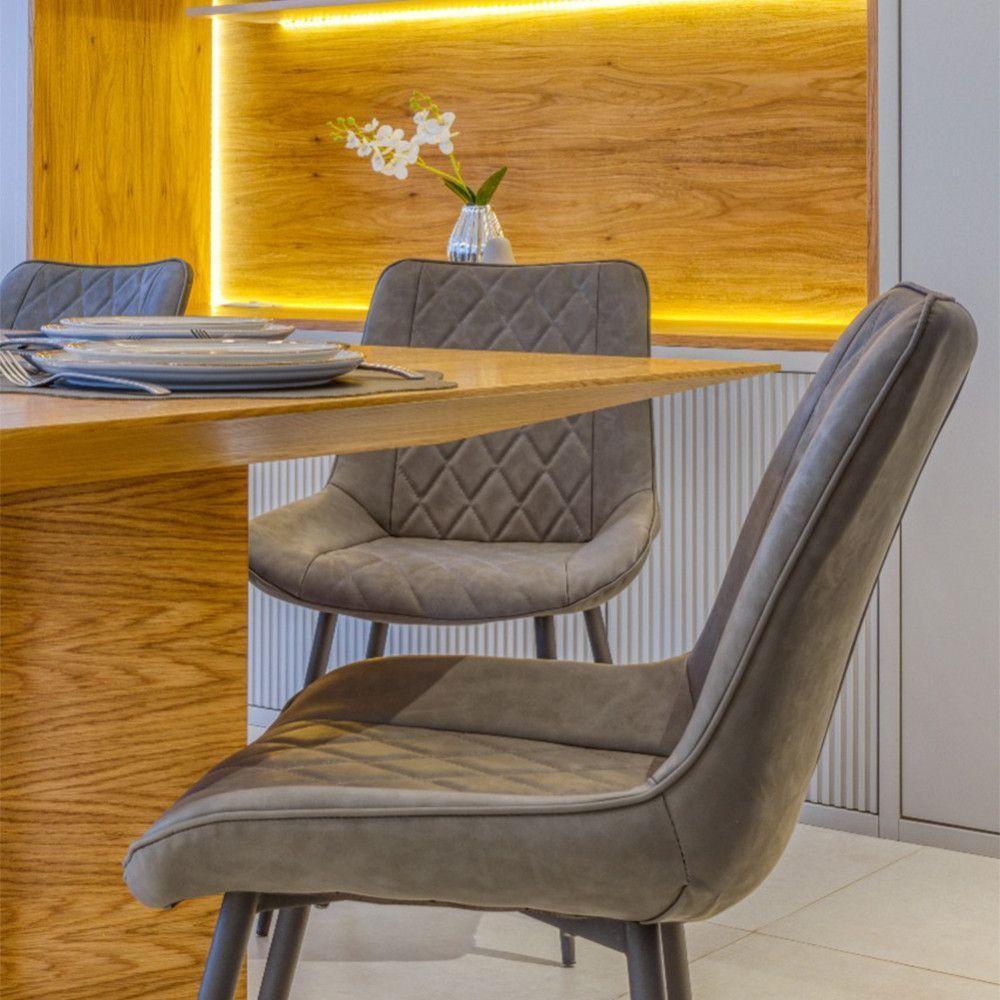 Cadeira Haifa Assento Em Mdf E Base Em Aço Pintado Fratini Grafite - 6