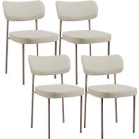 Kit 04 Cadeiras Decorativa Estofada Para Sala De Jantar Melina Base Arena L02 Linho Champagne - Lyam Decor - 1