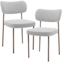 Kit 04 Cadeiras Decorativa Estofada Para Sala De Jantar Melina Base Arena L02 Bouclê Cinza - Lyam Decor - 1