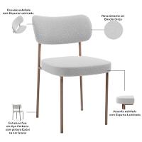 Kit 04 Cadeiras Decorativa Estofada Para Sala De Jantar Melina Base Arena L02 Bouclê Cinza - Lyam Decor - 3