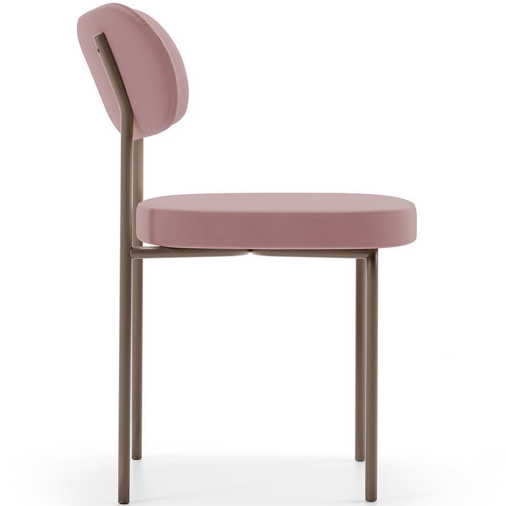 Kit 08 Cadeiras Estofadas Para Sala De Jantar Melina Base Arena L02 Suede Rosê - Lyam Decor - 2