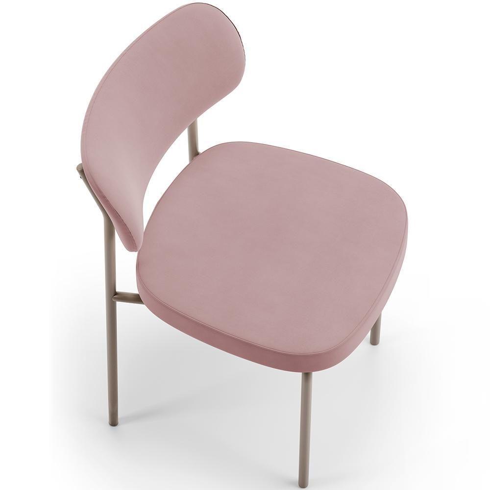 Kit 08 Cadeiras Estofadas Para Sala De Jantar Melina Base Arena L02 Suede Rosê - Lyam Decor - 5