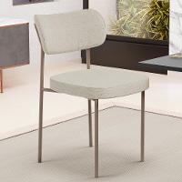 Kit 06 Cadeiras Estofadas Para Sala De Jantar Melina Base Arena L02 Linho Champagne - Lyam Decor - 2