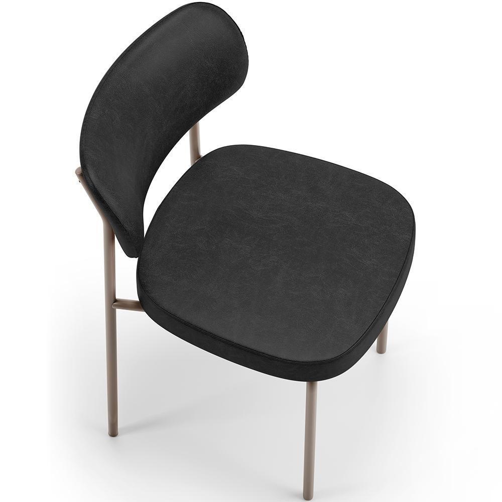 Kit 08 Cadeiras Estofadas Para Sala De Jantar Melina Base Arena L02 Couríssimo Preto - Lyam Decor - 5