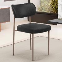 Kit 08 Cadeiras Estofadas Para Sala De Jantar Melina Base Arena L02 Couríssimo Preto - Lyam Decor - 6