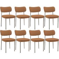 Kit 08 Cadeiras Estofadas Para Sala De Jantar Melina Base Arena L02 Bouclê Terracota - Lyam Decor - 1