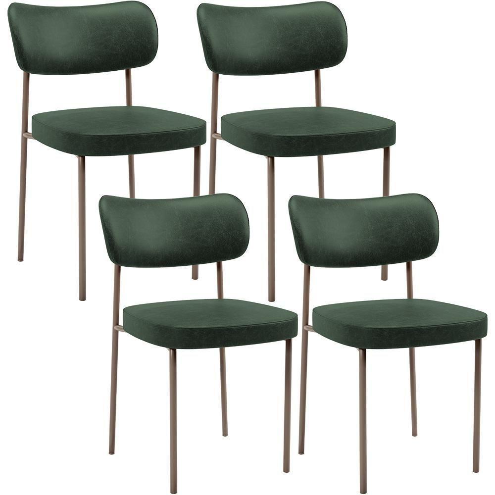 Kit 04 Cadeiras Decorativa Estofada Para Sala De Jantar Melina Base Arena L02 Couríssimo Verde Musgo - Lyam Decor - 1