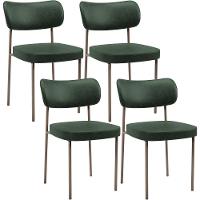 Kit 04 Cadeiras Decorativa Estofada Para Sala De Jantar Melina Base Arena L02 Couríssimo Verde Musgo - Lyam Decor - 1