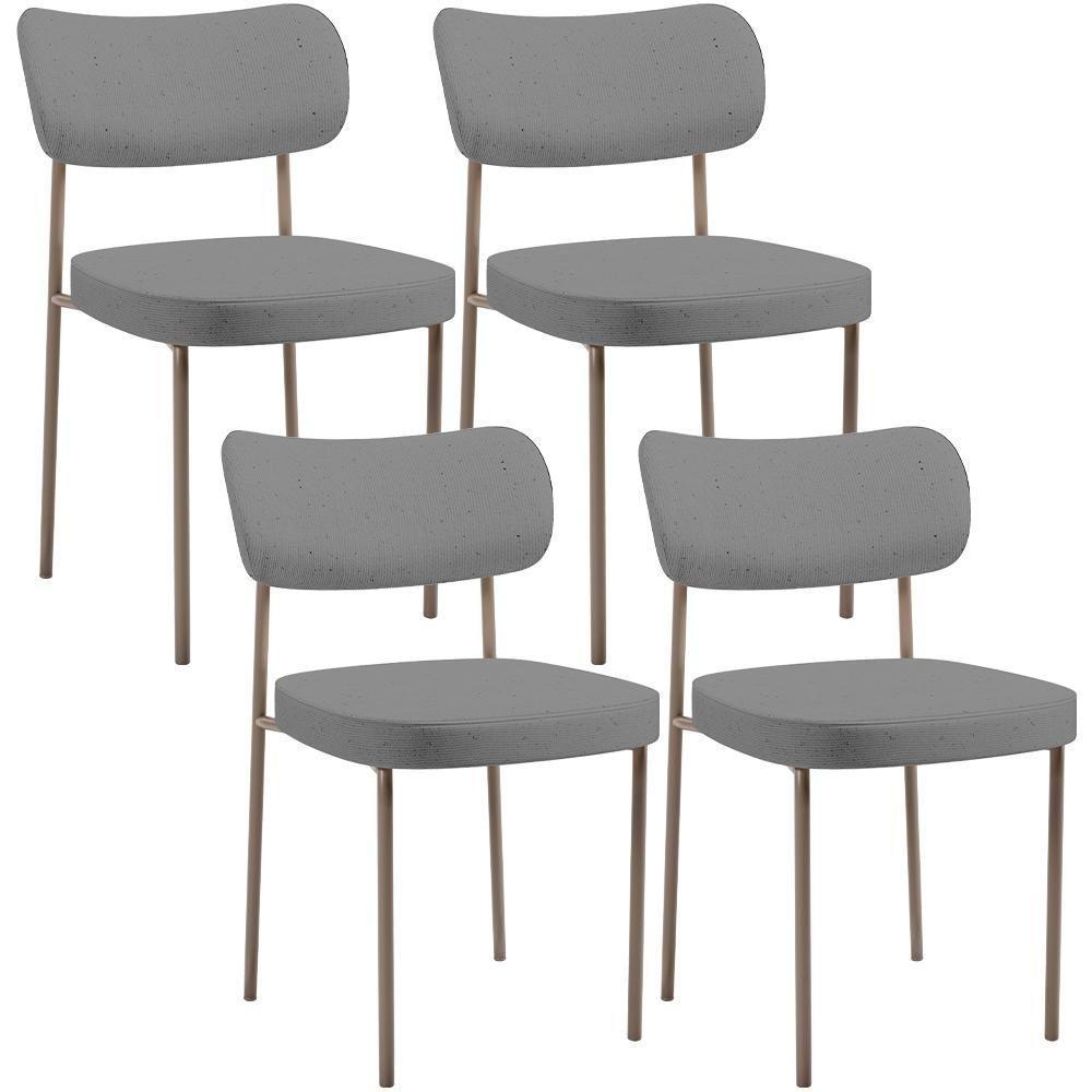 Kit 04 Cadeiras Decorativa Estofada Para Sala De Jantar Melina Base Arena L02 Linho Cinza Escuro - Lyam Decor - 1