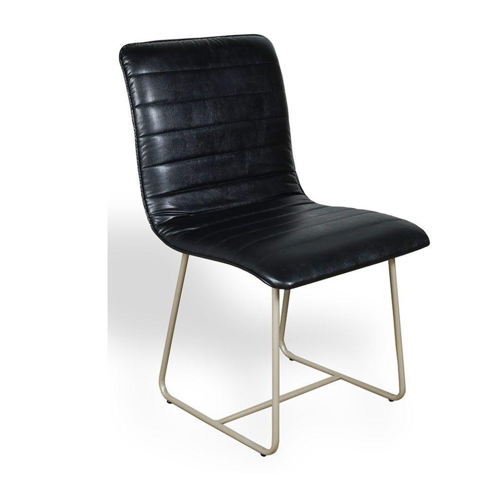 Conjunto 2 Cadeiras Cristal Sala De Jantar Em Couro Preto E Metal Champanhe - 5