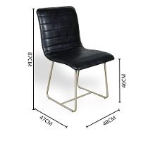 Conjunto 2 Cadeiras Cristal Sala De Jantar Em Couro Preto E Metal Champanhe