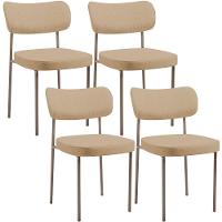 Kit 04 Cadeiras Decorativa Estofada Para Sala De Jantar Melina Base Arena L02 Linho Bege Escuro - Lyam Decor - 1