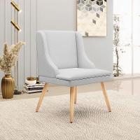 Kit 06 Cadeiras De Jantar Liz Linho Cinza A05 Pés Palito Natural - D\'rossi