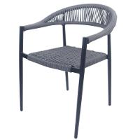 Cadeira Empilhavel Trancoso Rivatti Em Aluminio Assento Em Trama De Corda Náutica Chumbo - 1