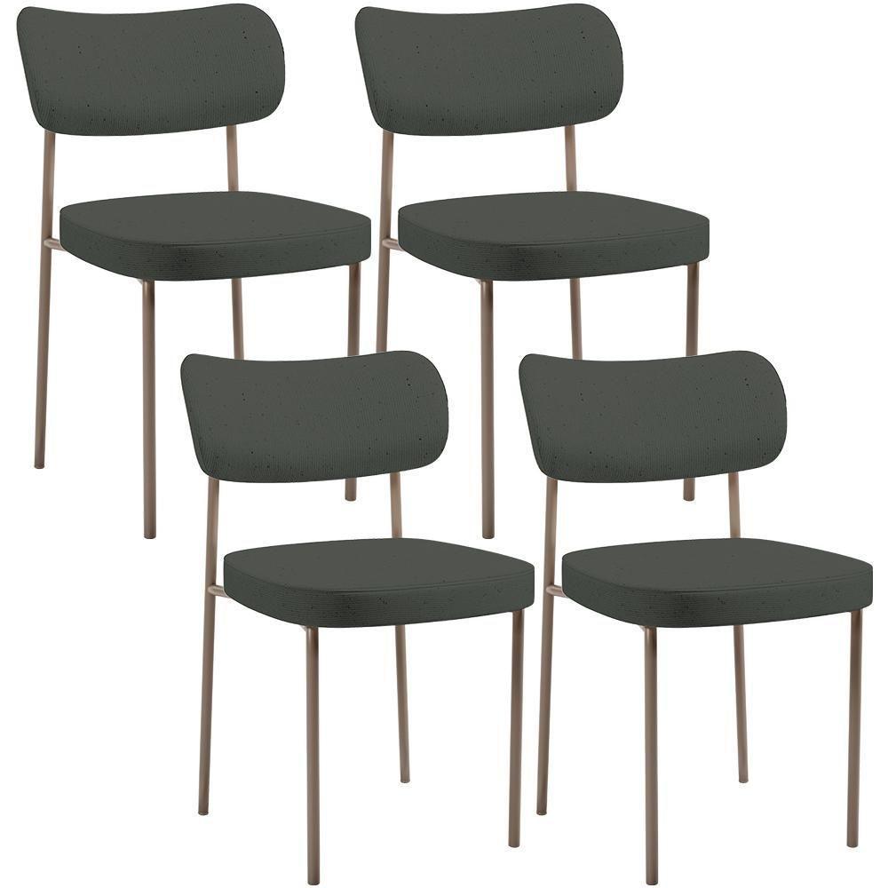 Kit 04 Cadeiras Decorativa Estofada Para Sala De Jantar Melina Base Arena L02 Linho Verde Musgo - Lyam Decor - 1