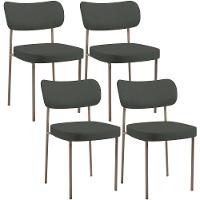 Kit 04 Cadeiras Decorativa Estofada Para Sala De Jantar Melina Base Arena L02 Linho Verde Musgo - Lyam Decor - 1