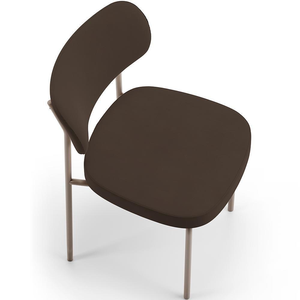 Kit 04 Cadeiras Decorativa Estofada Para Sala De Jantar Melina Base Arena L02 Suede Marrom - Lyam Decor - 5