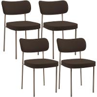 Kit 04 Cadeiras Decorativa Estofada Para Sala De Jantar Melina Base Arena L02 Suede Marrom - Lyam Decor - 1