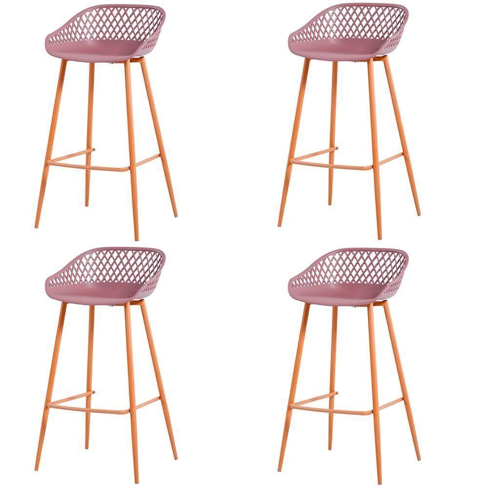 Kit 4 Banquetas Mônaco Clarice Alta Fratini 96 Cm (altura) Em Poliuretano (pu) Cardo Base Em Aço - 1