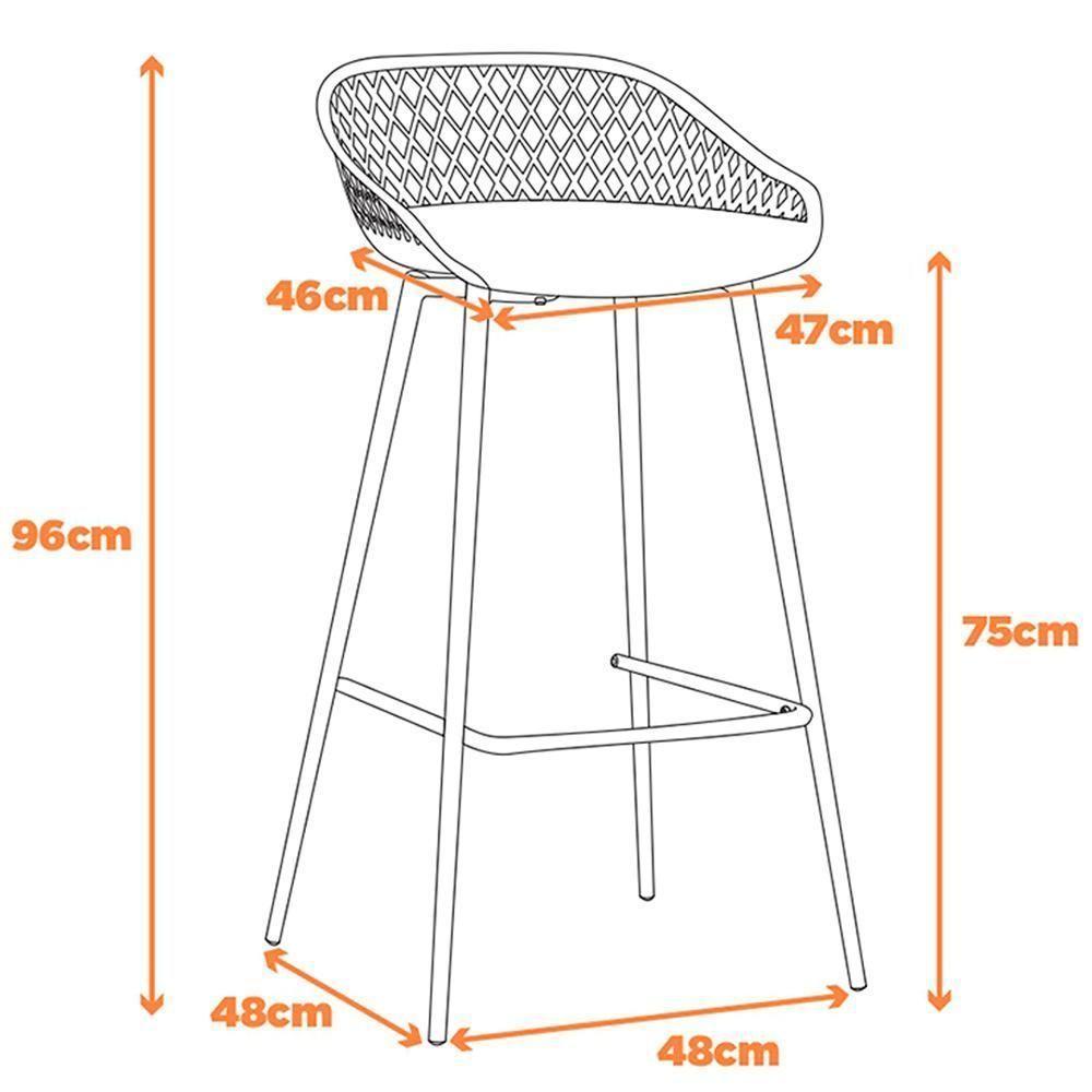 Kit 4 Banquetas Mônaco Clarice Alta Fratini 96 Cm (altura) Em Poliuretano (pu) Cardo Base Em Aço - 2