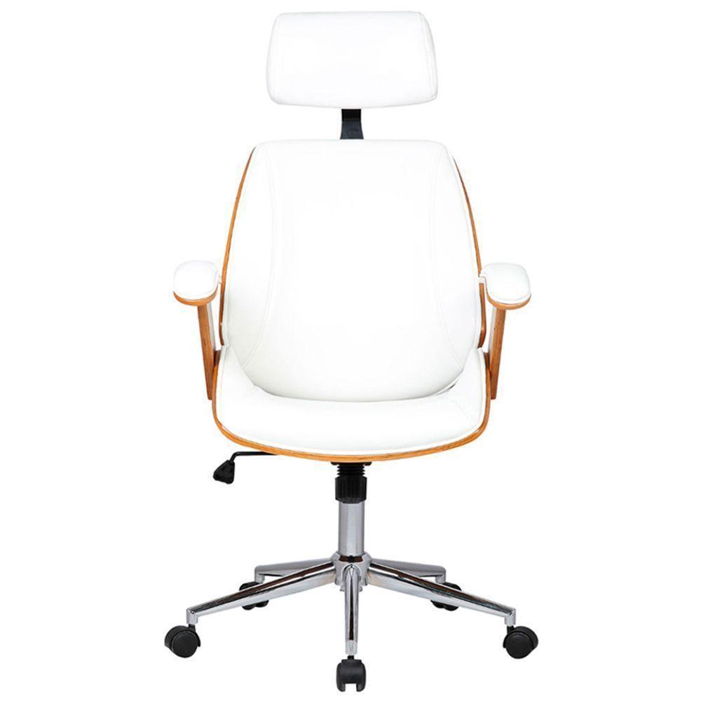 Kit 02 Cadeiras de Escritório Presidente Giratória com Regulagem de Altura Akon Pu Branco Gran Belo - 9
