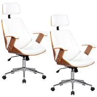 Kit 02 Cadeiras de Escritório Presidente Giratória com Regulagem de Altura Akon Pu Branco Gran Belo - 1