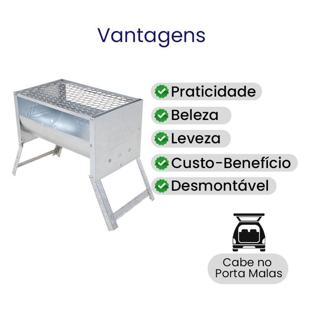 Churrasqueira Stylo Chapa Galvanizada Com Grelha Moeda Inox Carvão - Gudim - 2